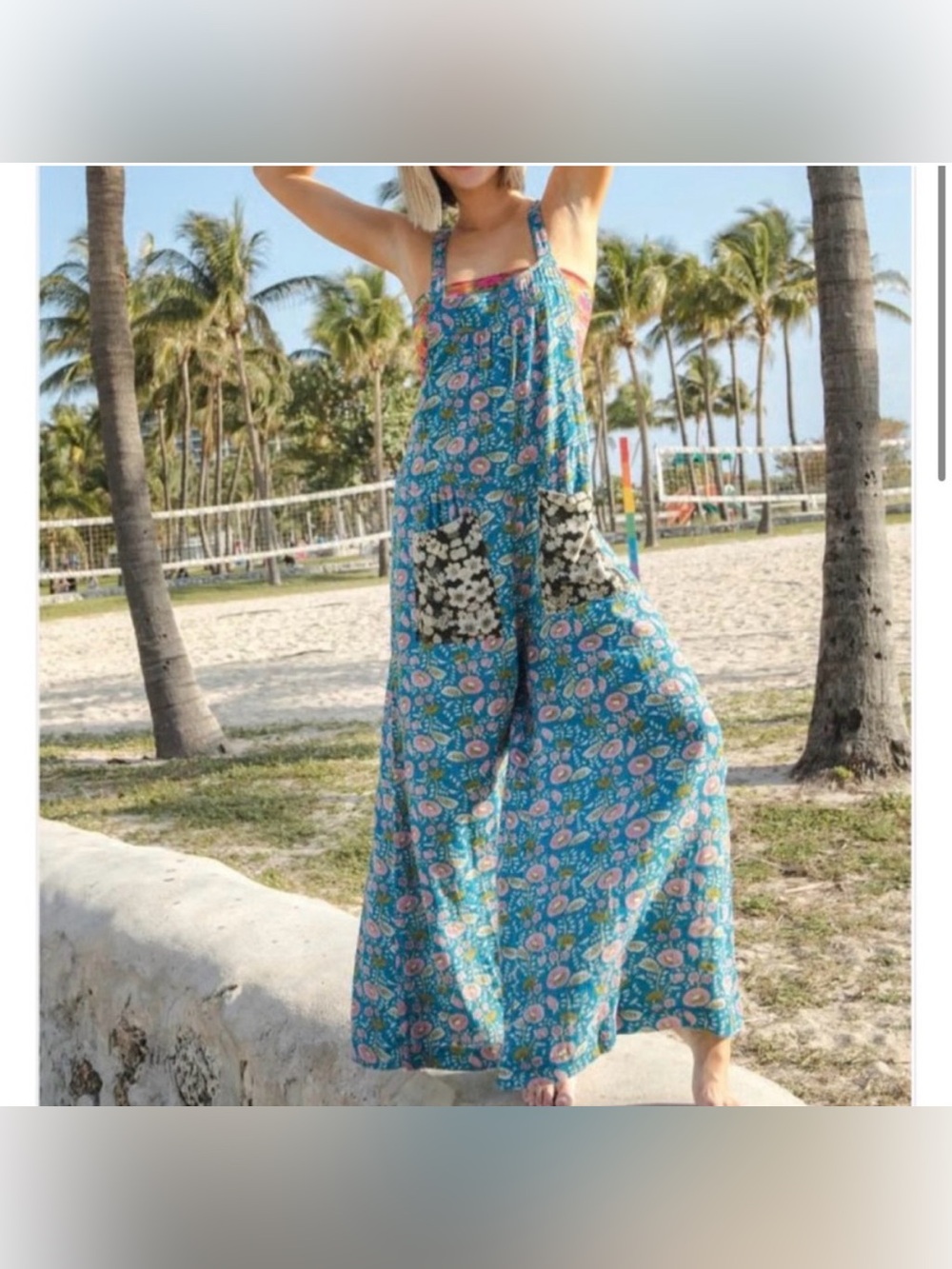 Natural Life Floral Wide-Leg Jumpsuit / Overalls